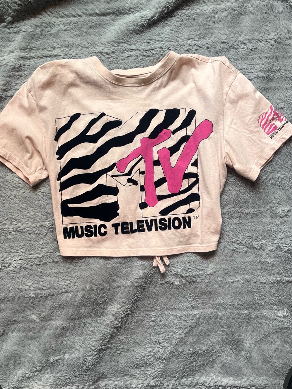 MTV Pink Zebra Logo Cropped Tee